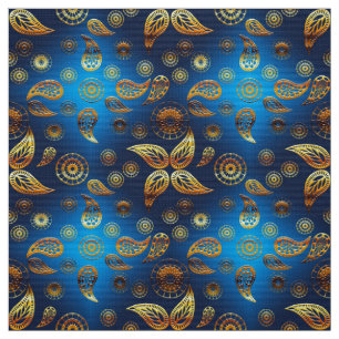 Ethnisches goldenes Paisley-Muster Stoff