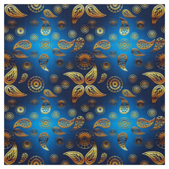 Ethnisches goldenes Paisley-Muster Stoff (Muster)