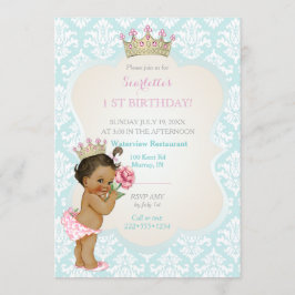 Ethnisches Goldkronen-Aqua-Rosa Prinzessin-Baby Einladung