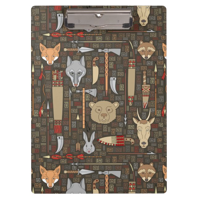 Ethnisches Jagd-Muster Klemmbrett (Vorderseite)