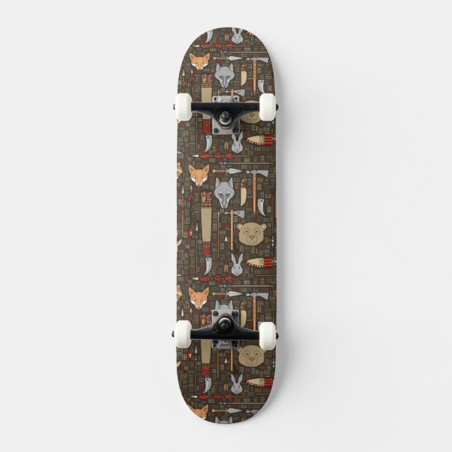 Ethnisches Jagd-Muster Skateboard (Vorderseite)