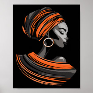 Ethnisches Kente-Tuch Kopfwickel schöne Frau Afrik Poster