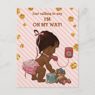 Ethnisches Mädchen am Telefon Stripes Einladung