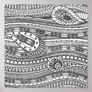Ethnisches Muster Doodle 2 Poster