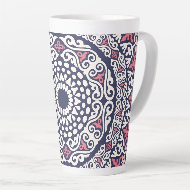 Ethnisches Muster Mandala boho chic indischen Stil Milchtasse (Rechte Ecke)