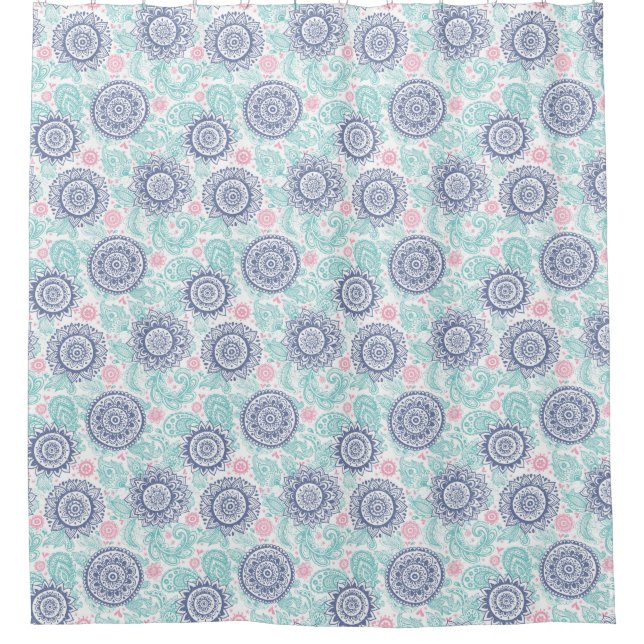 Ethnisches Paisley-Muster Duschvorhang (Vorderseite)