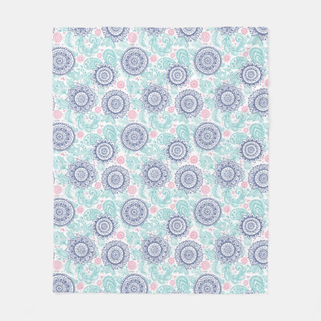 Ethnisches Paisley-Muster Fleecedecke (Vorderseite)