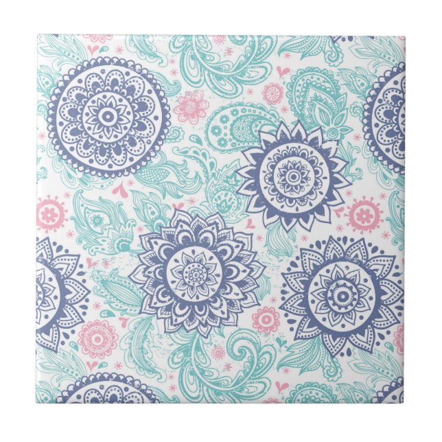 Ethnisches Paisley-Muster Fliese (Vorderseite)