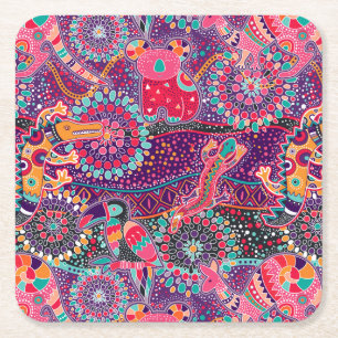 Ethnisches Tiermuster Rechteckiger Pappuntersetzer