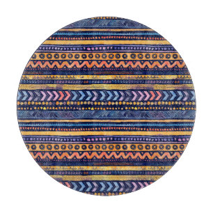 Ethnisches Tribal Watercolor Dunkles Muster Schneidebrett