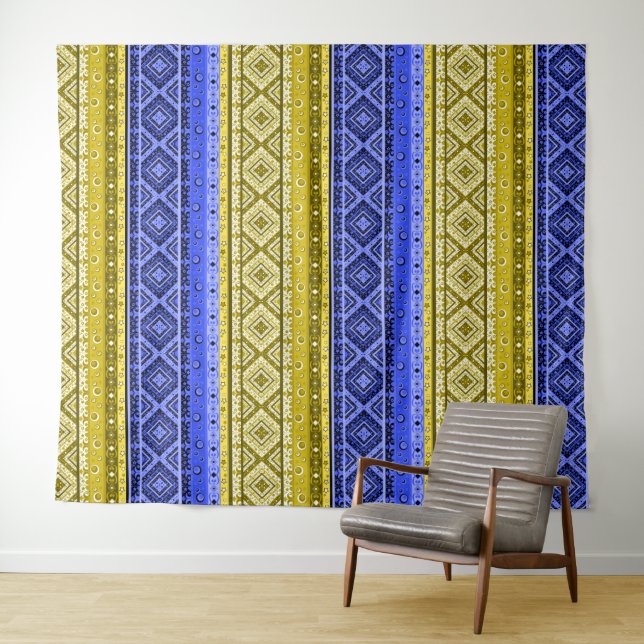 Ethno boho, Stammethno, traditioneller Zierbaum Wandteppich (Beispiel (Horizontal))