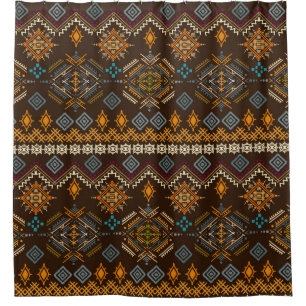 Ethno-nahtloses Muster. Ethnischer Boho-Ornament. Duschvorhang