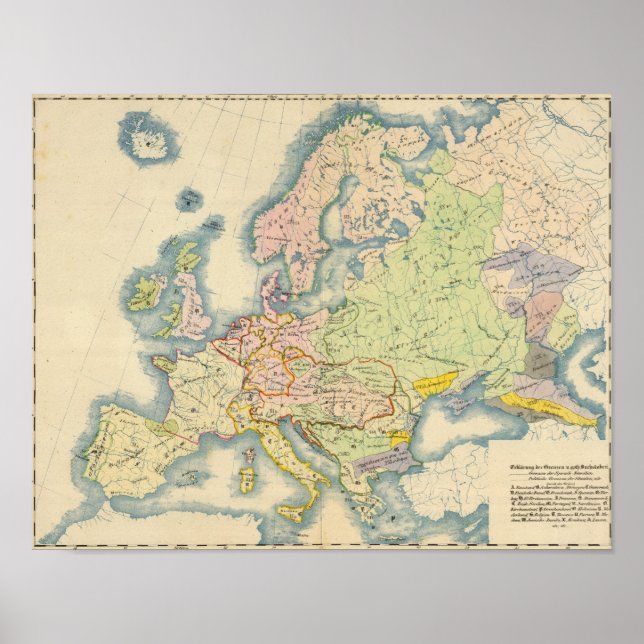 Ethnografische Landkarte Europas Poster (Vorne)