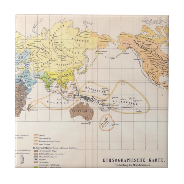 Ethnographische Karte der Welt Fliese (Vorderseite)