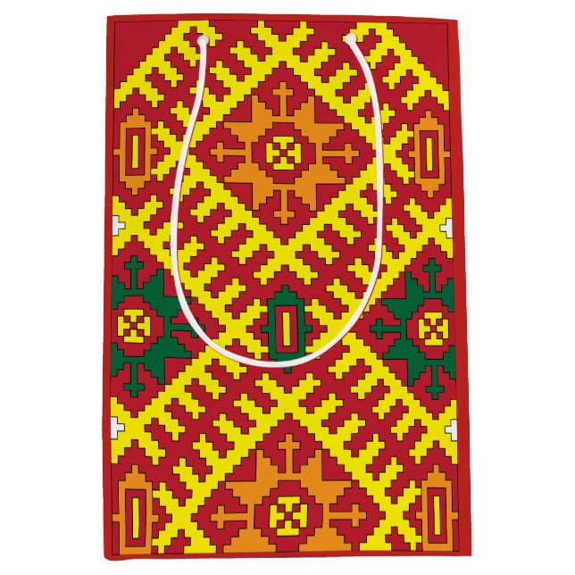 Ethnographisches Volksmuster aus Alsunga Mittlere Geschenktüte (Vorderseite)