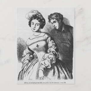 Etienne Lousteau spricht mit einer Schauspielerin Postkarte