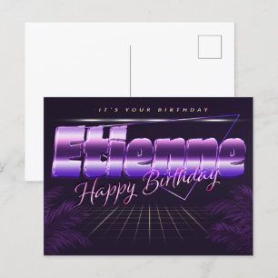 Etienne Name Vorname lila Postkarte Geburtstag