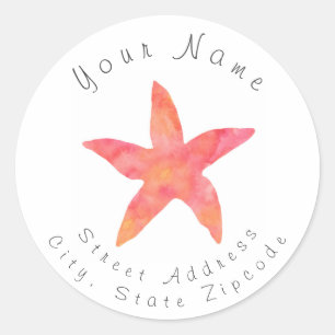 Etikett "Aquarell-Sternfisch" Runder Aufkleber