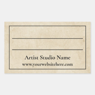 Etikett auf der Rückseite des Kunstwerks Rechteckiger Aufkleber