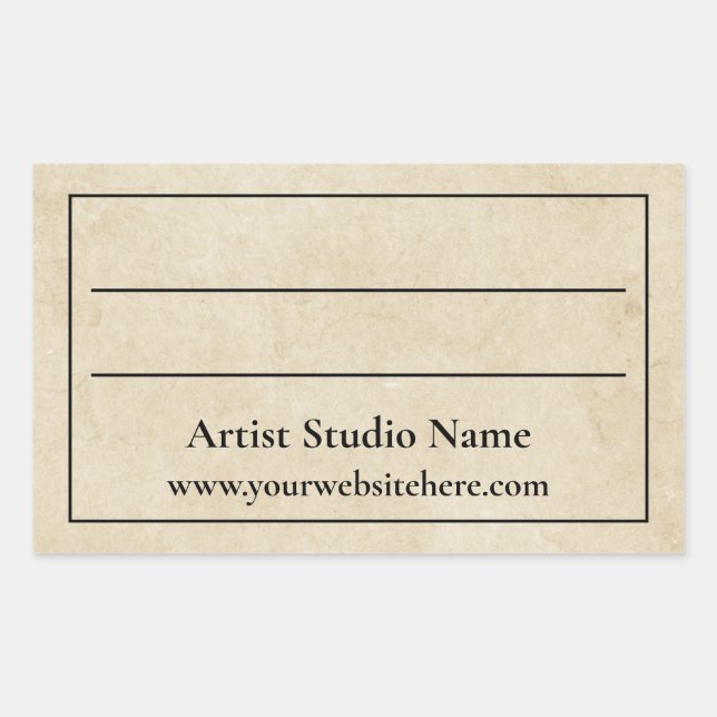 Etikett auf der Rückseite des Kunstwerks Rechteckiger Aufkleber (Vorderseite)