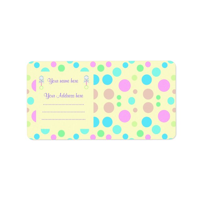 ETIKETT DER GELBEN-BABY-RATTLE-ADRESSE ADRESSAUFKLEBER (Vorne)