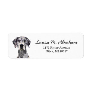 Etikett der "Great Dane Hund Return Address"