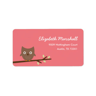 Etikett der Sweet Owl Address (Pink) Adressaufkleber