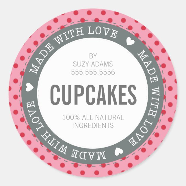 ETIKETT DER VERPACKUNG MIT Liebe rosa Runder Aufkleber (Vorderseite)