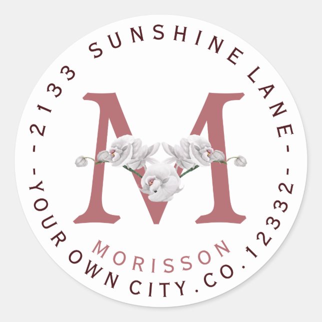 Etikett der weißen Orchideen-Blume Runder Aufkleber (Vorderseite)