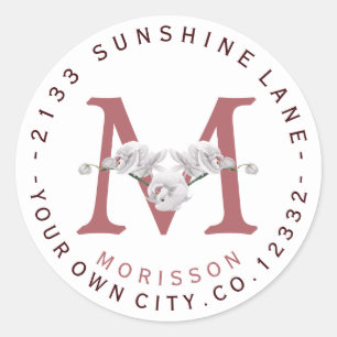 Etikett der weißen Orchideen-Blume Runder Aufkleber