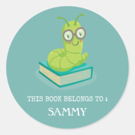 ETIKETT DES BUCHS : NIEDLICH BABY BUCHWORM RUNDER AUFKLEBER