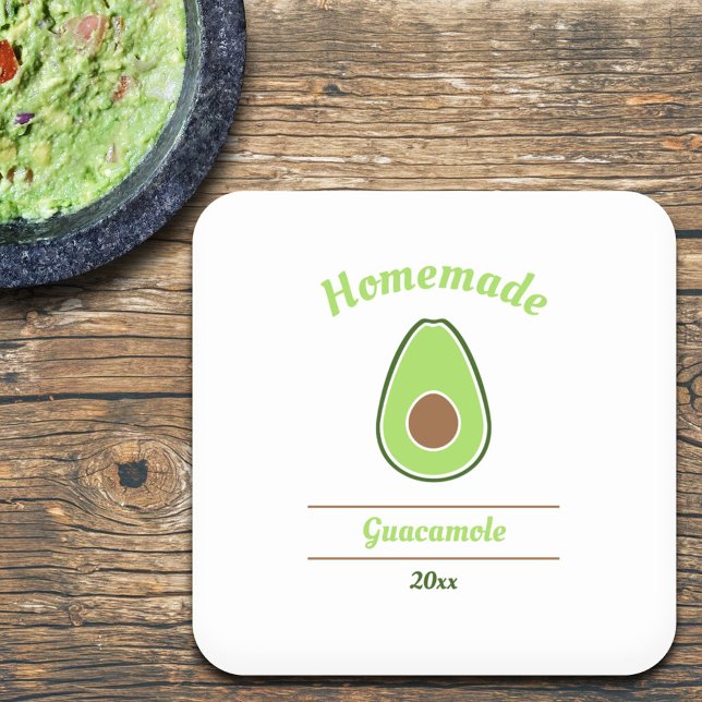 Etikett für Avocado und Guacamole Quadratischer Aufkleber (Avocado & Guacamole Label Sticker)