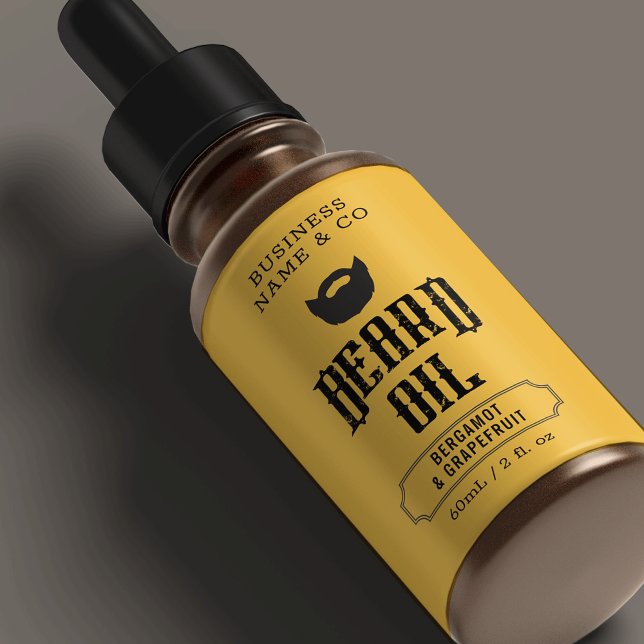 Etikett für Bart Oil Label Senf Mens (Masculine beard oil men skincare product label with ingredients - can suit 2 OZ bottles *verify size)