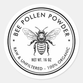 Etikett für Bienenpollen mit Honigbiene Runder Aufkleber