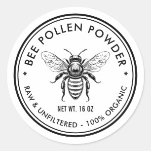 Etikett für Bienenpollen mit Honigbiene Runder Aufkleber