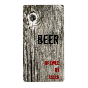 Etikett für Bierflaschen aus Holz