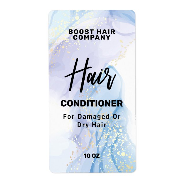 Etikett für blaue Conditioner mit Farbtinte (Vorne)
