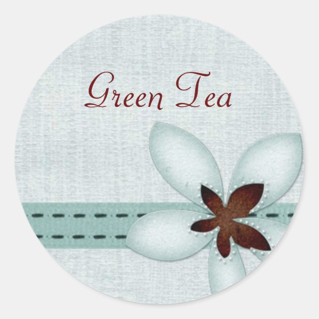 Etikett für blaue Multifunktionsleisten und Blume Runder Aufkleber (Vorderseite)