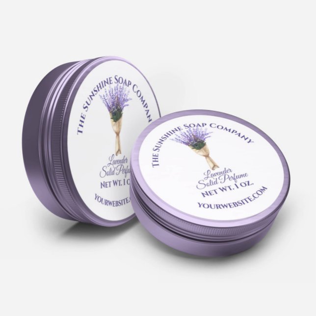Etikett für Blumenkosmetik - Lavendel auf Lila bkg Runder Aufkleber (Von Creator hochgeladen)