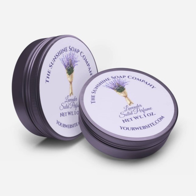 Etikett für Blumenkosmetik - Lavendel auf Lila bkg Runder Aufkleber (Von Creator hochgeladen)