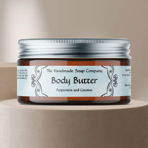 Etikett für Body-Butter-Glas mit Vintage-Rahmen in