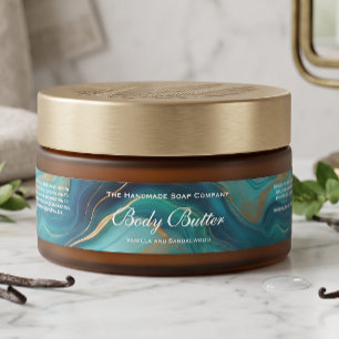 Etikett für Body-Butter-Glas - Teal Blau & Goldmar