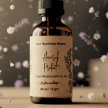 Etikett für Botanische Kraft Essenzielle Ölflasche