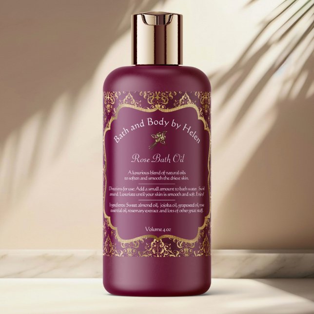 Etikett für Burgundy-Damast & Goldfolie-Seife & Ko Quadratischer Aufkleber (Von Creator hochgeladen)