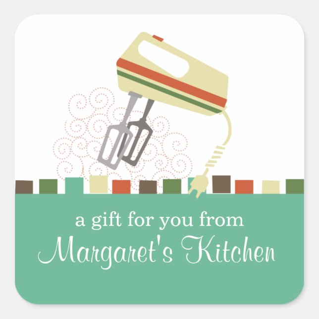 Etikett für das Backen eines elektrischen Mixers Quadratischer Aufkleber (Vorderseite)