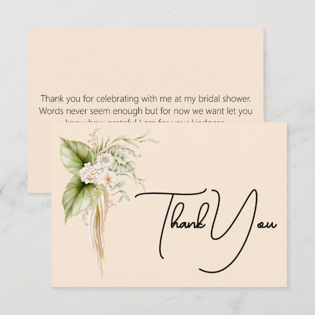 Etikett für das elegante Blumengrenzpapier Dankeskarte (Vorne/Hinten)