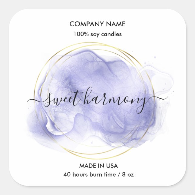 Etikett für das Etikett der Kerze Quadratischer Aufkleber (Vorderseite)