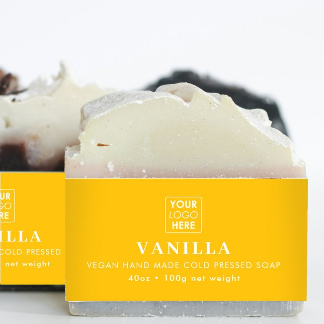 Etikett für das gelbe Logo "Soap Bly Band" Einladungsbanderole (Yellow Logo Soap Belly Band Product Label Wrap)