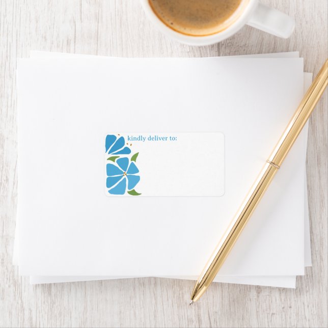 Etikett für das Muster der blauen Groovy-Blume Adressaufkleber (Insitu)