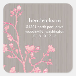 Etikett für die Adresse des Blumenzweigs Quadratischer Aufkleber